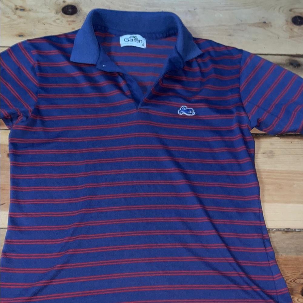 Vintage Garan Striped Polo Shirt - Blue and Red, women’s medium